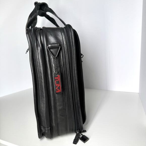 TUMI Soft Black Leather Organizer Laptop Briefcase Portfolio Bag File Separator - Picture 3 of 11